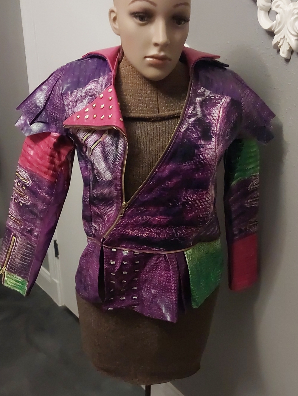 Kids' Disney Decendents Purple Multi-Accent Studded Faux-Leather Jacket